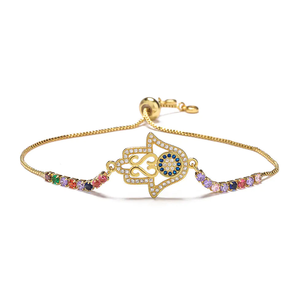 Gold Fatima Hand Charm Bracelet