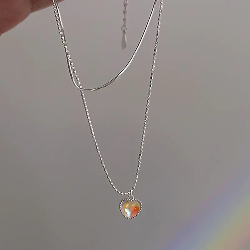 Moonstone Heart Pendant Necklace