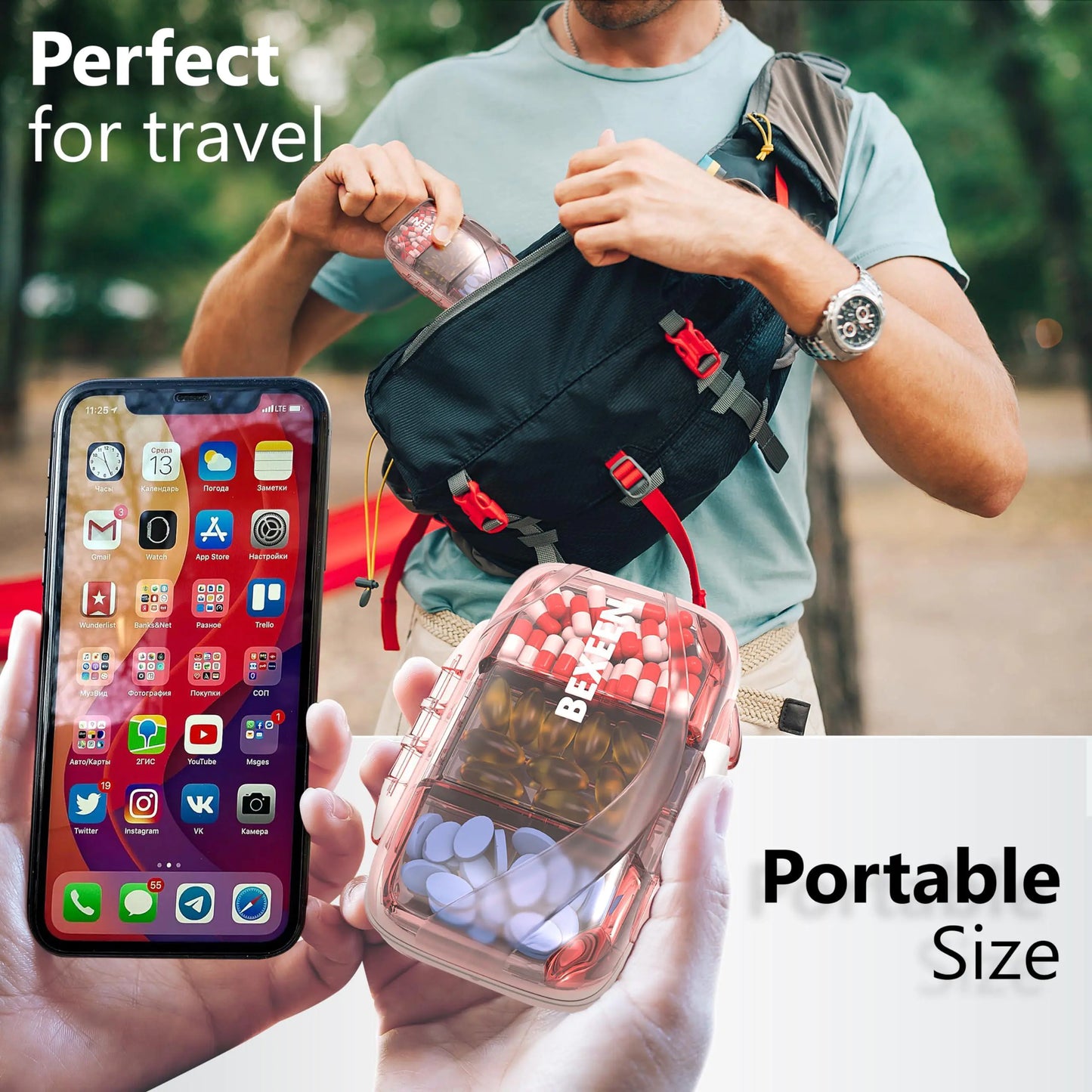 Compact Travel Pill Organizer