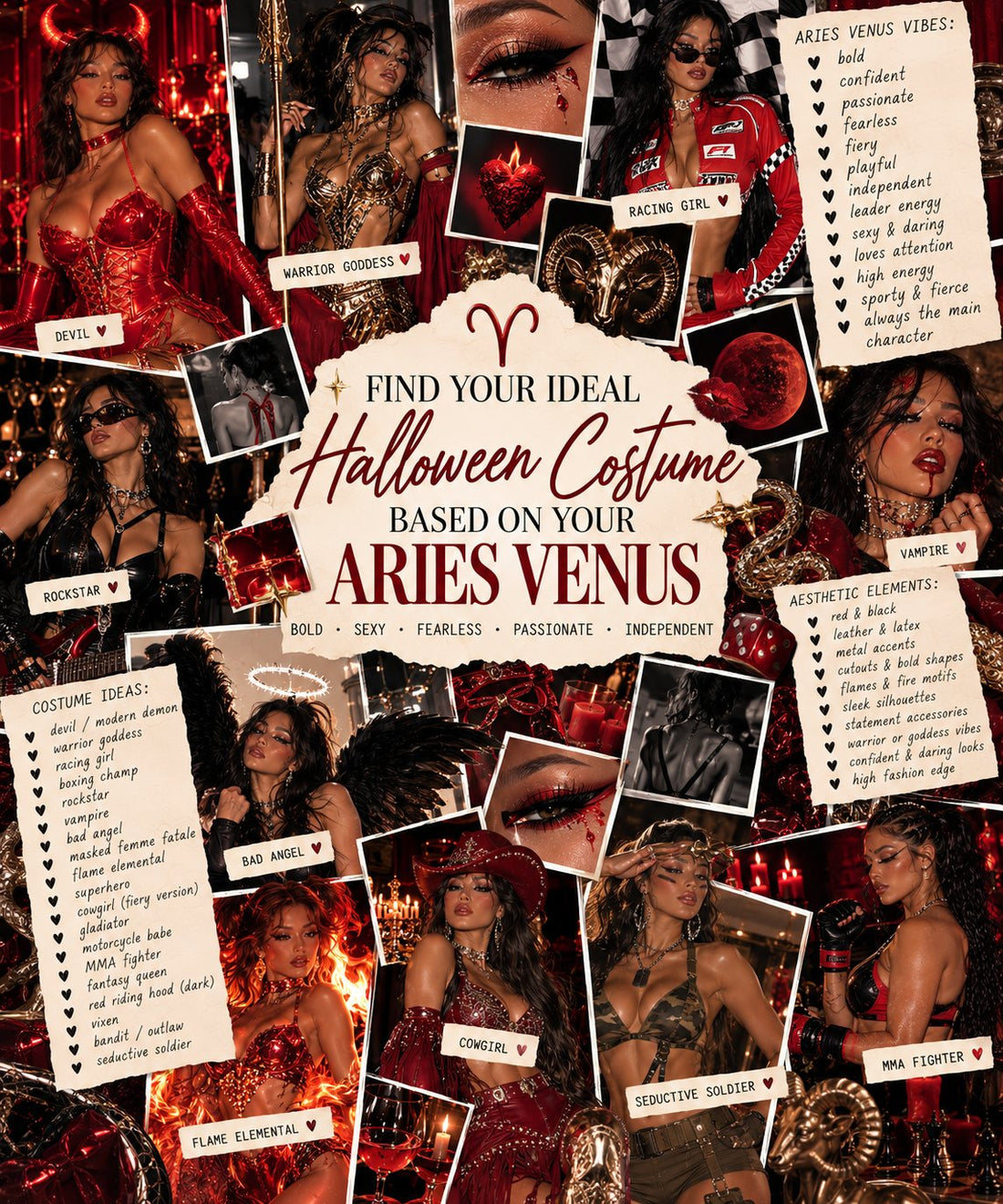Aries Venus Halloween costume collage