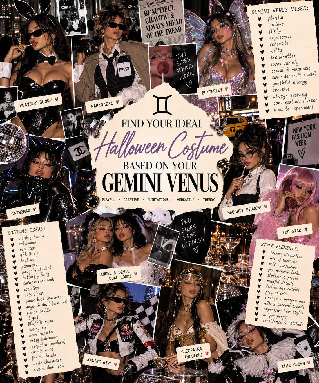 Gemini Venus Halloween costume collage