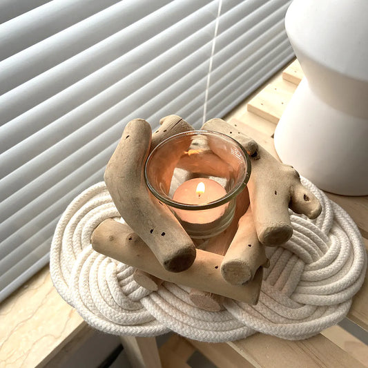 Sculpted Driftwood Candle Cradle