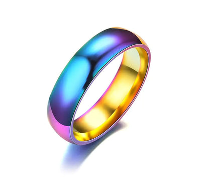 Rainbow Stainless Steel Ring with Colorful Shine
