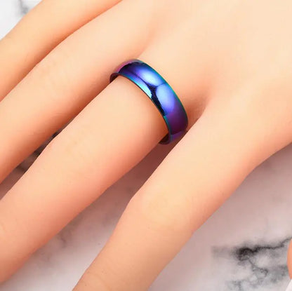 Rainbow Stainless Steel Ring with Colorful Shine