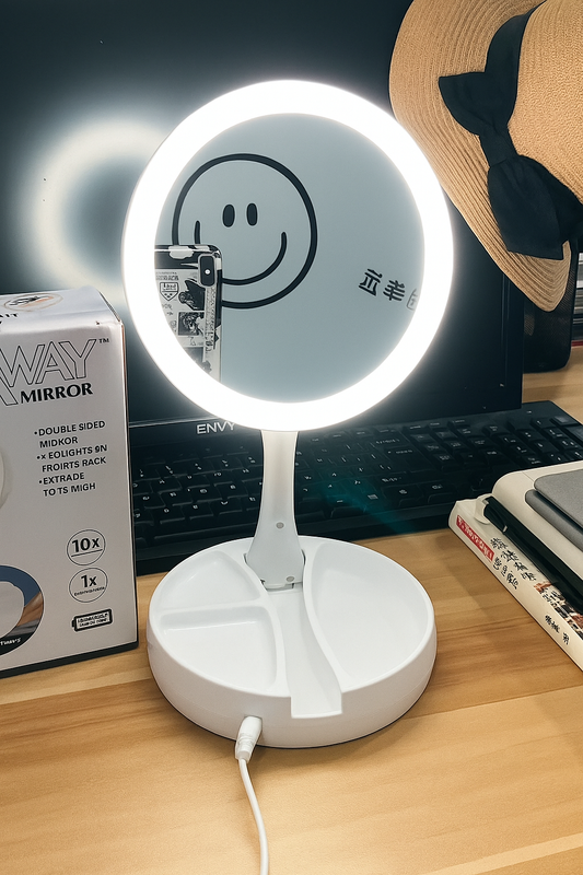 Foldable Vanity Light + Makeup Organizer