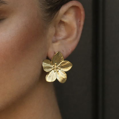 Gold Petal Stud Earrings