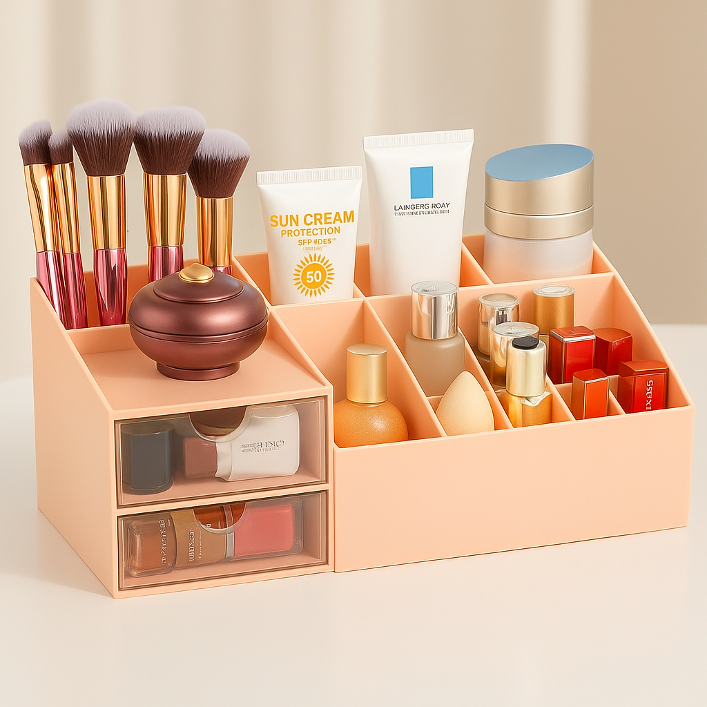 Pink Makeup Desk Organizer