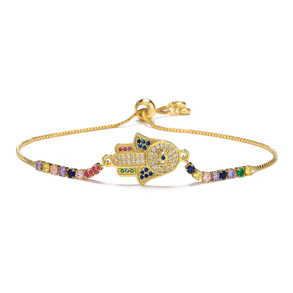 Gold Fatima Hand Charm Bracelet