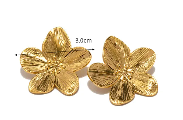 Gold Petal Stud Earrings