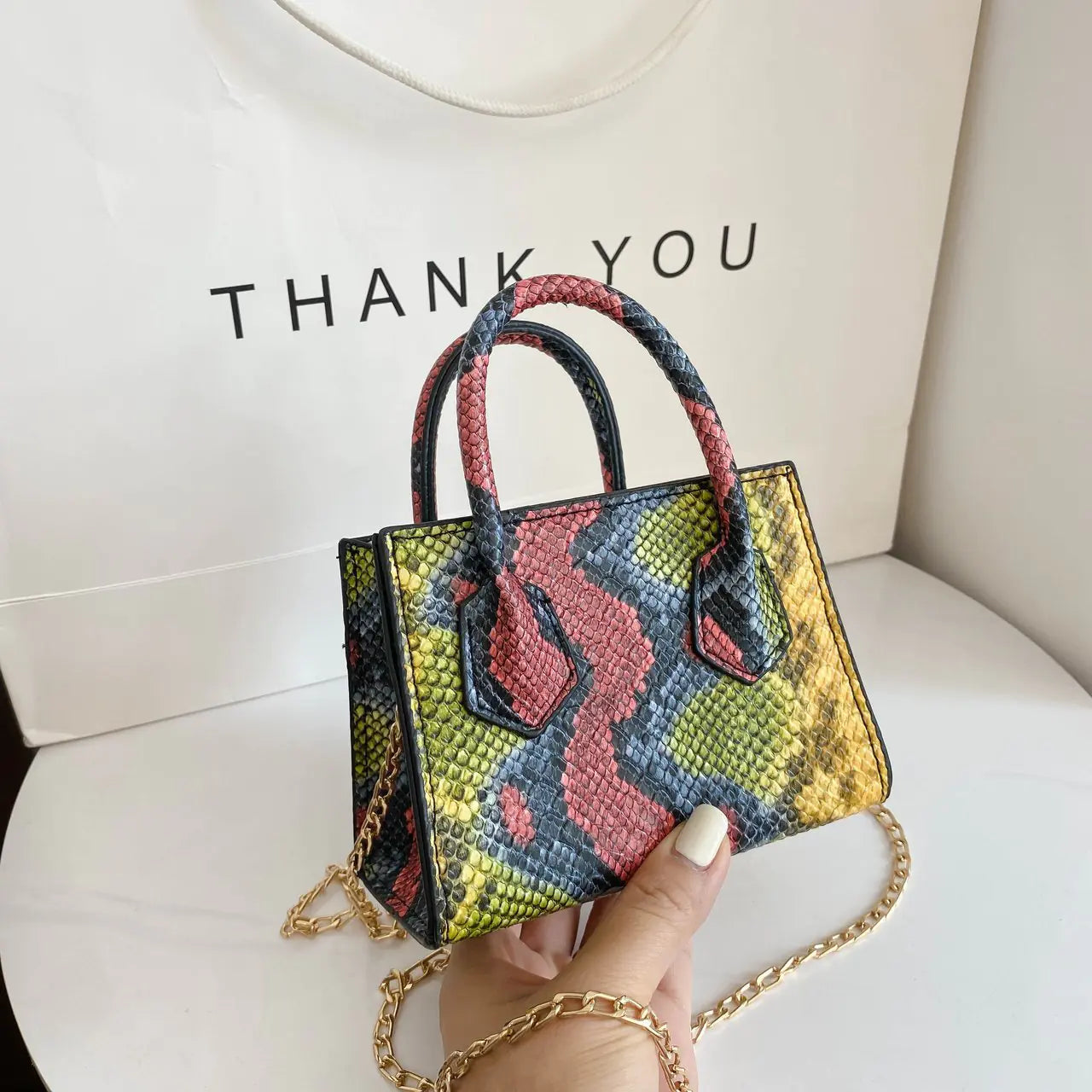 Ladies Snake Print Mini Crossbody Bag