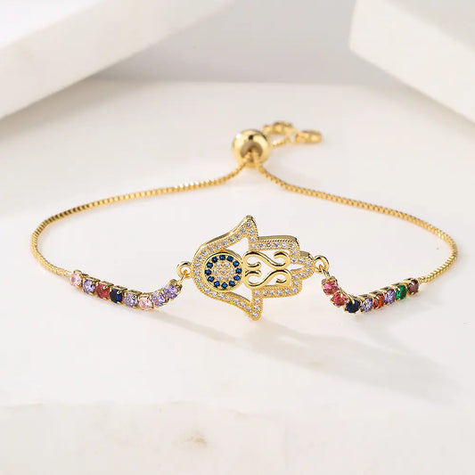 Gold Fatima Hand Charm Bracelet