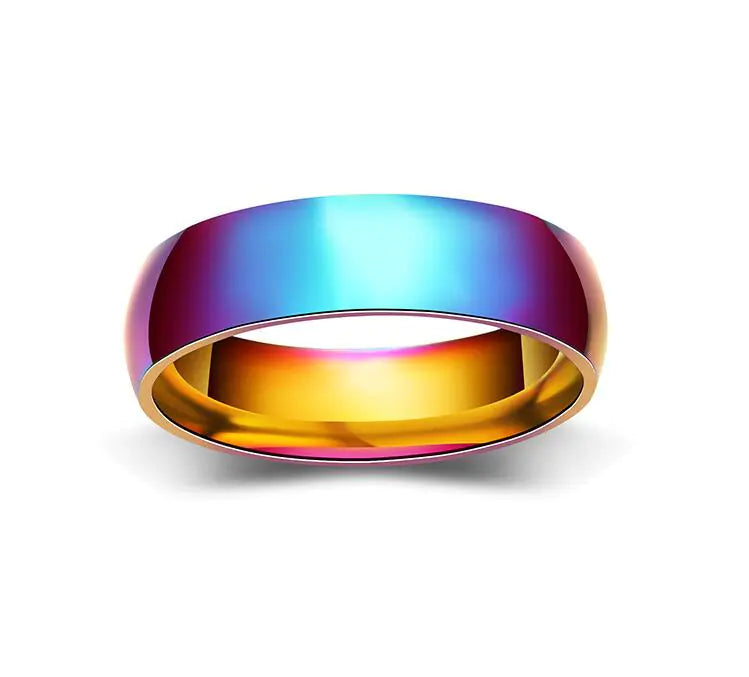 Rainbow Stainless Steel Ring with Colorful Shine