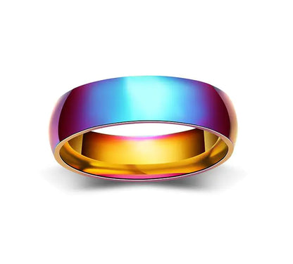 Rainbow Stainless Steel Ring with Colorful Shine