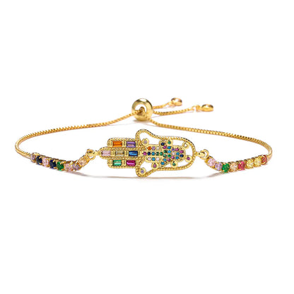 Gold Fatima Hand Charm Bracelet