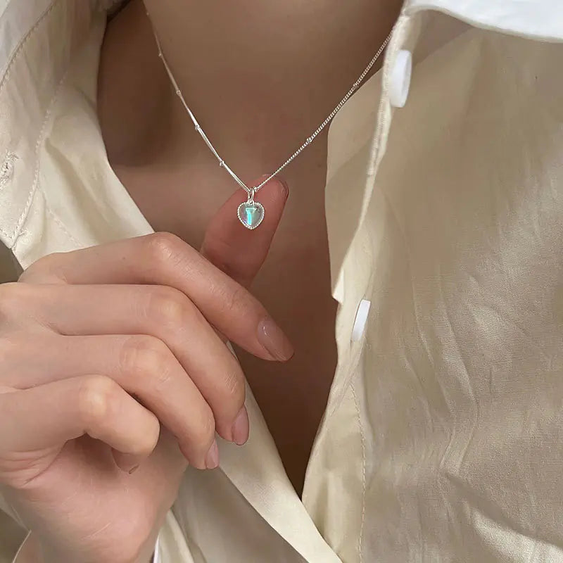 Moonstone Heart Pendant Necklace