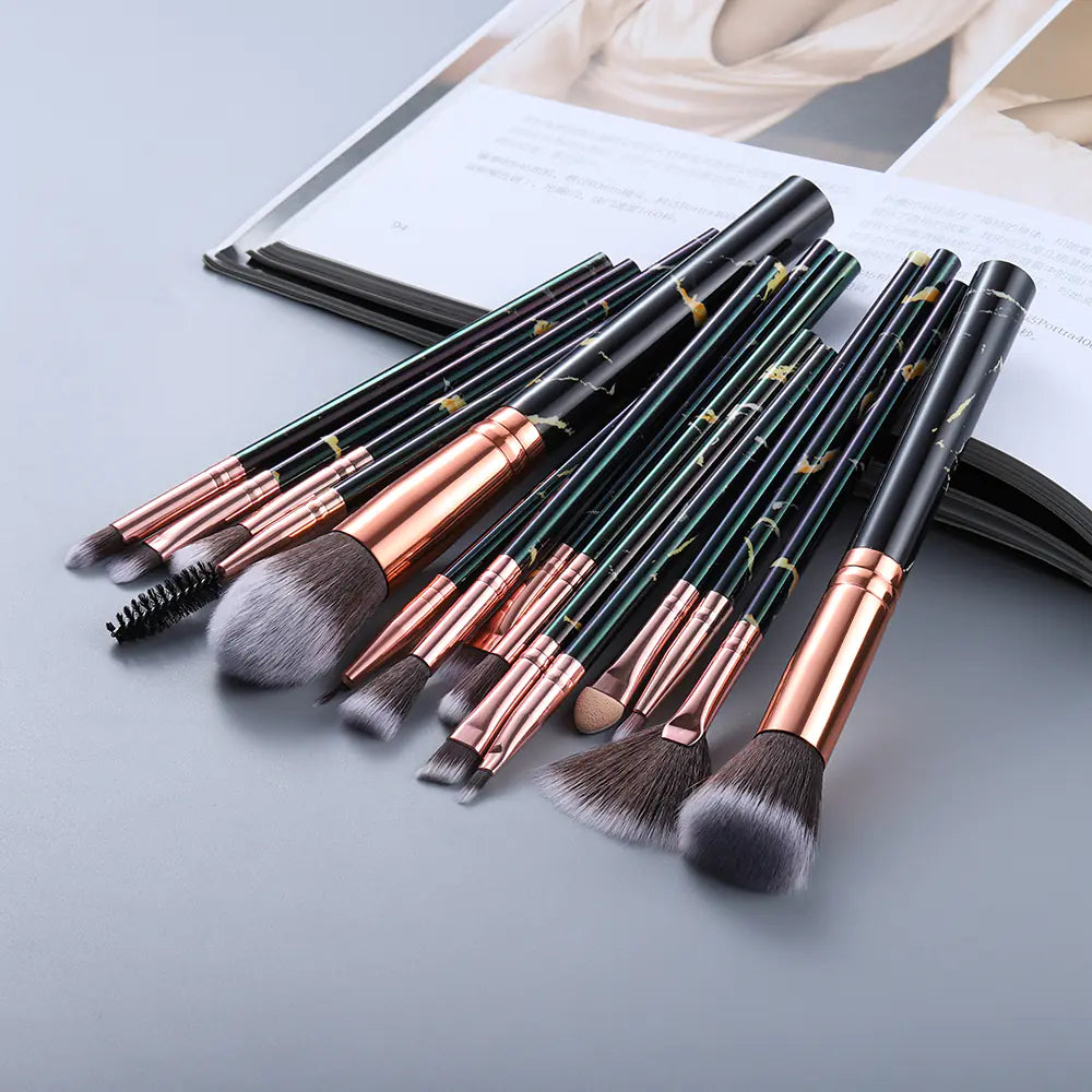 15-Piece Marble Makeup Brush Set
