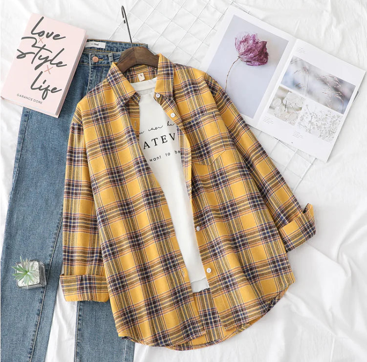 Golden Hour Plaid Button-Up Shirt