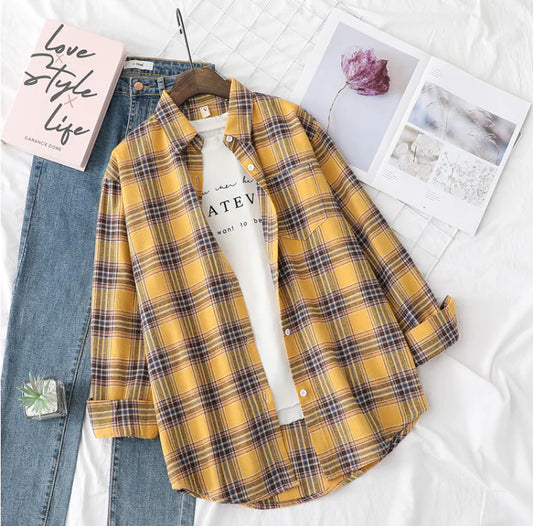 Golden Hour Plaid Button-Up Shirt