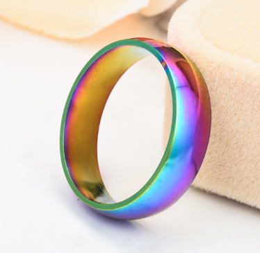 Rainbow Stainless Steel Ring with Colorful Shine