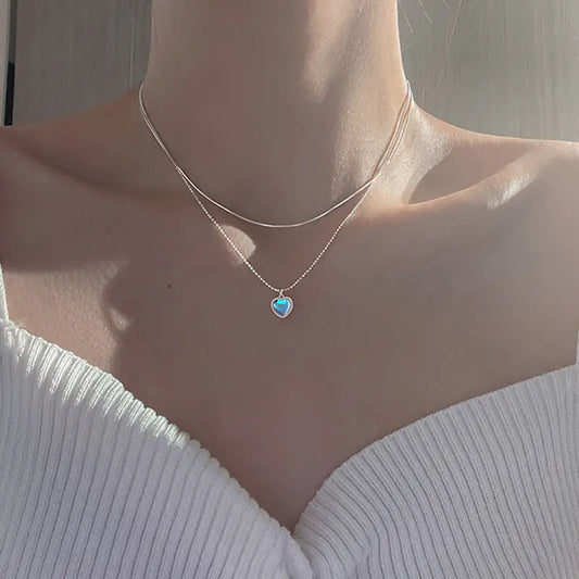 Moonstone Heart Pendant Necklace