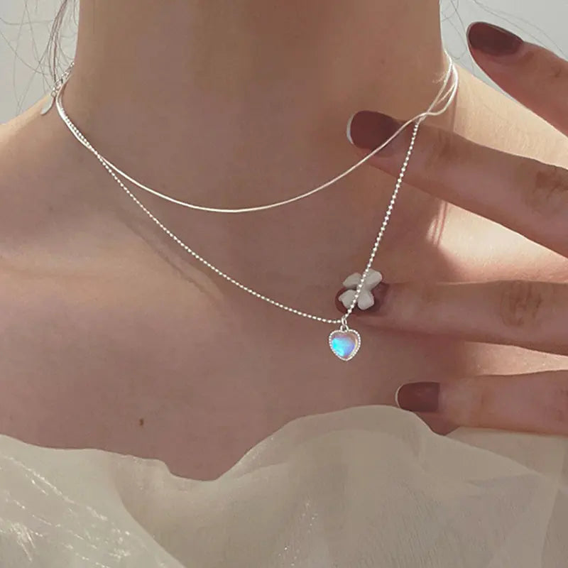 Moonstone Heart Pendant Necklace