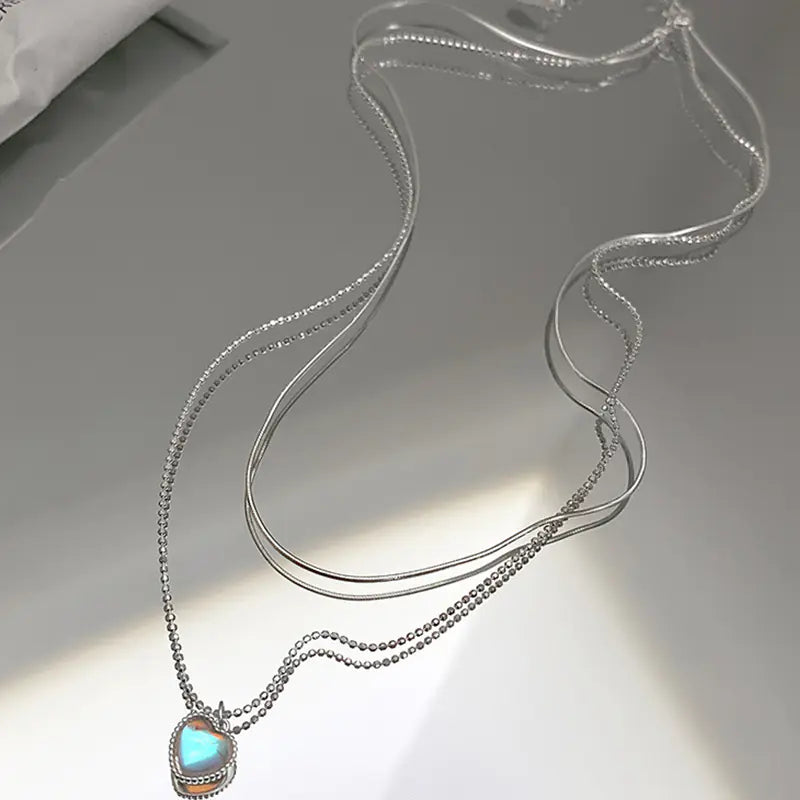 Moonstone Heart Pendant Necklace