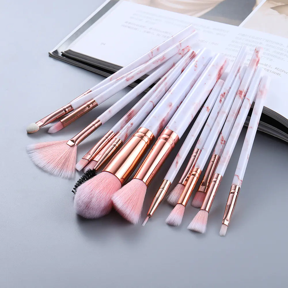 15-Piece Marble Makeup Brush Set