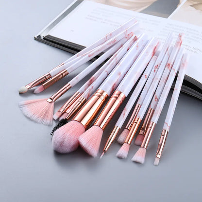15-Piece Marble Makeup Brush Set