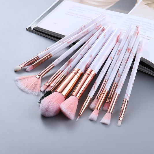 15-Piece Marble Makeup Brush Set